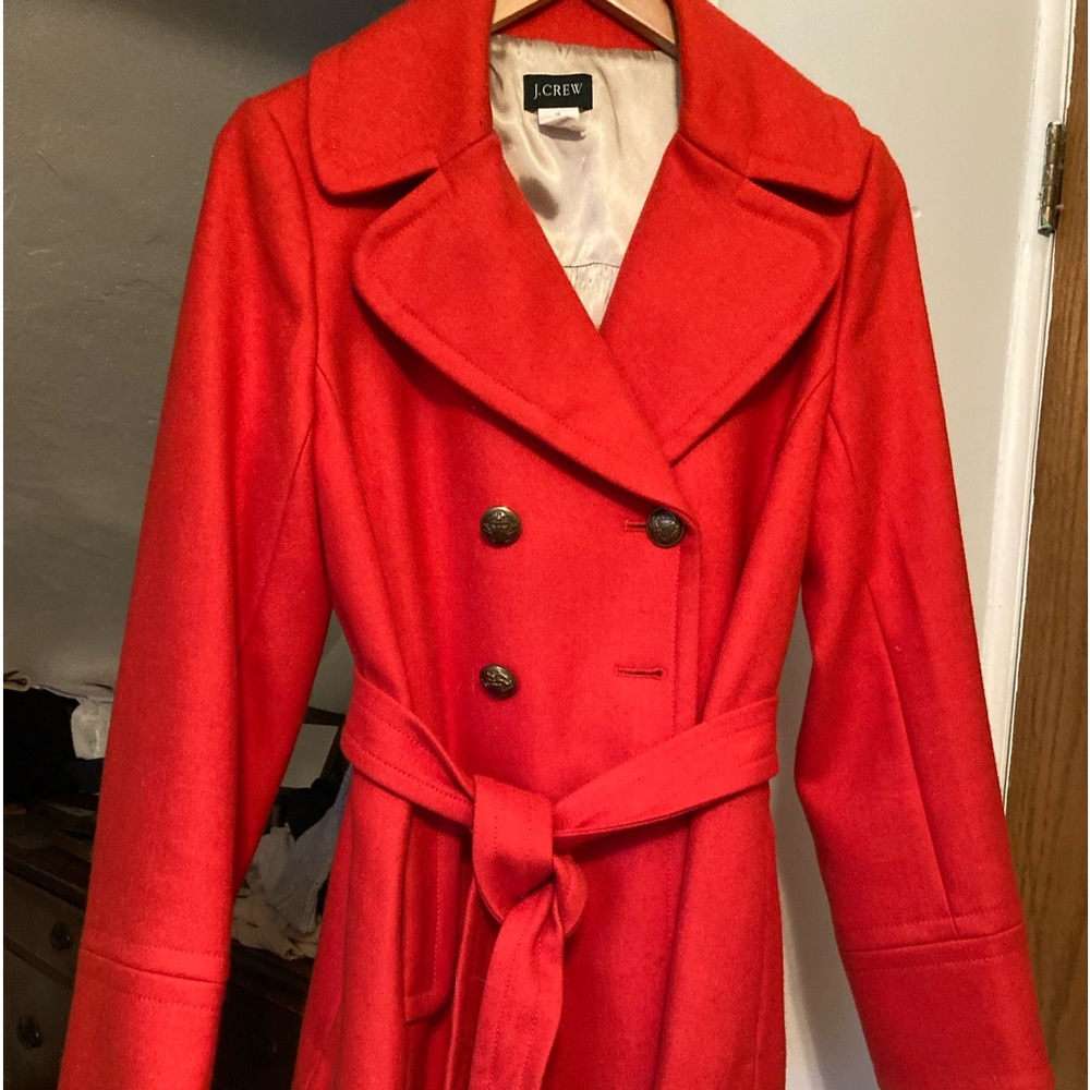 JCrew jacket.  Reddish orange beautiful wool double breasted jacket.